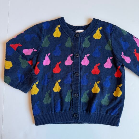 Hanna Andersson Navy Pears Organic Cotton Cardigan 90cm 3T - Picture 2 of 10